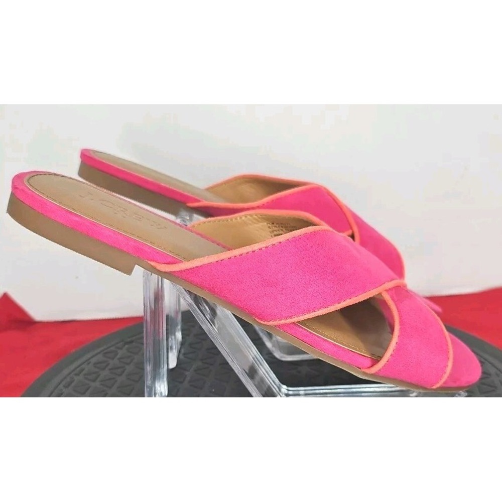 J.Crew Pink Leather Criss Cross Slide Sandal Open Toed Women's Size 6 - Picture 3 of 8